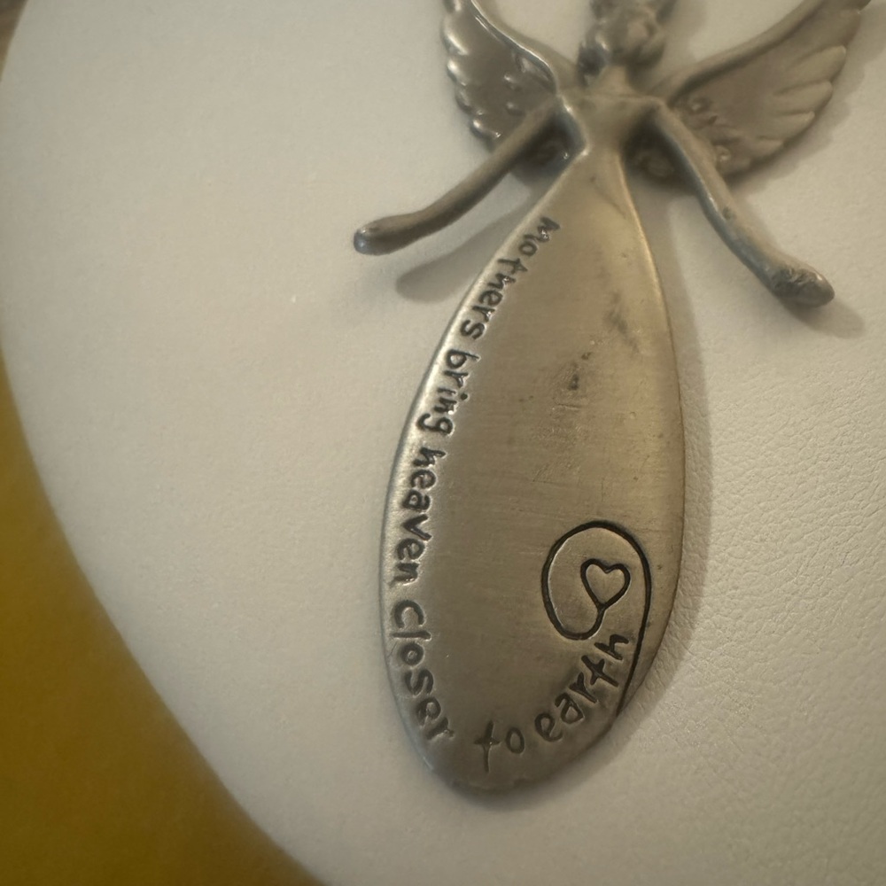 Angel Pendant with Inscribed Message - Silver Tone
